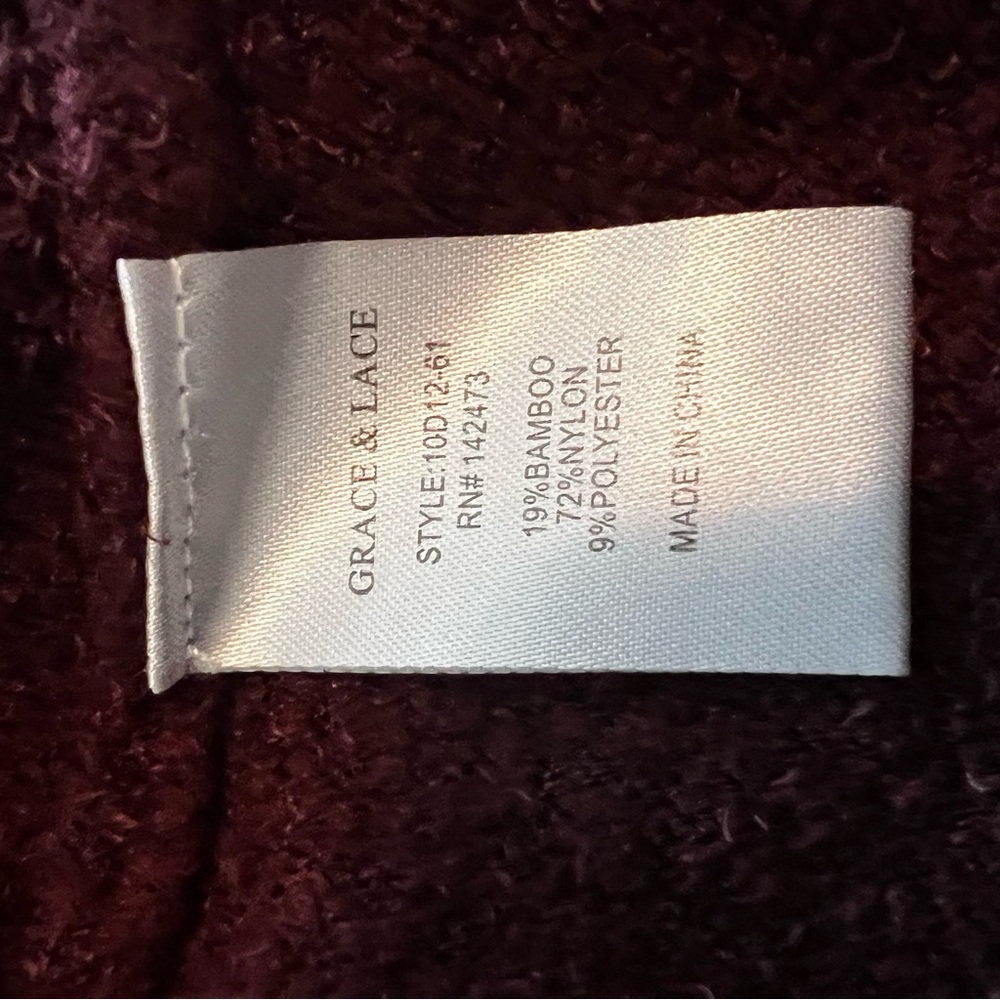 Grace & Lace Bambu Hooded Cowl Pullover in Port - Picture 9 of 9